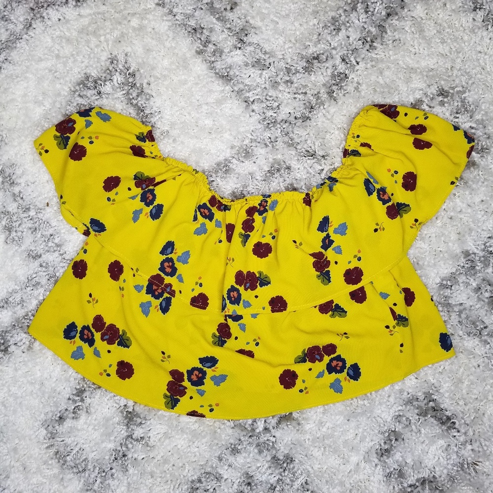 Zara Yellow Floral Off-Shoulder Blouse - Picture 7 of 8